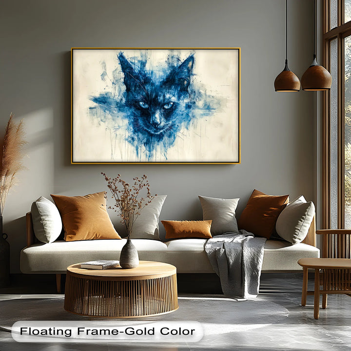 Mystic Blue Cat – Abstract Watercolor Canvas Print - MyPhotoStation