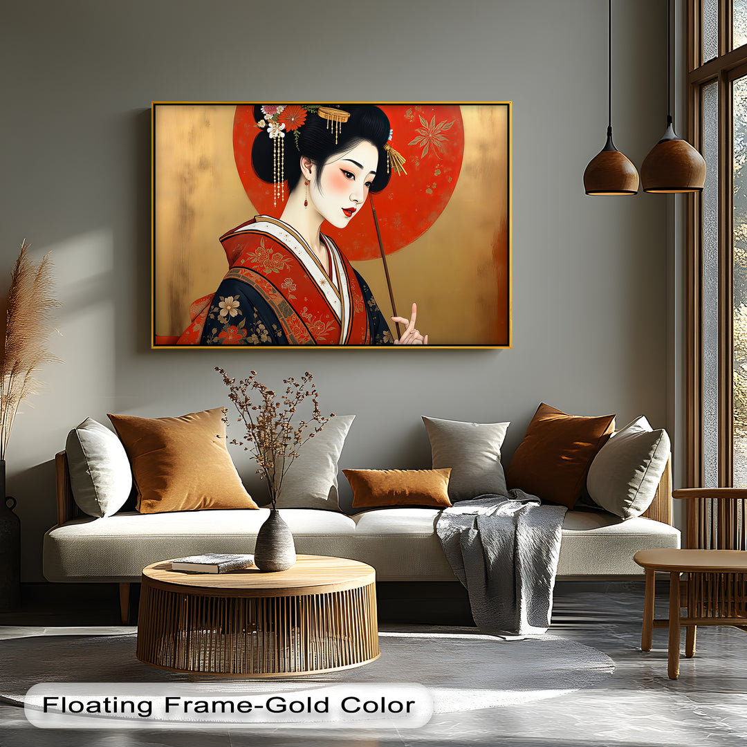 Traditional Japanese Geisha Portrait - Canvas Wall Art | Framed Artwork