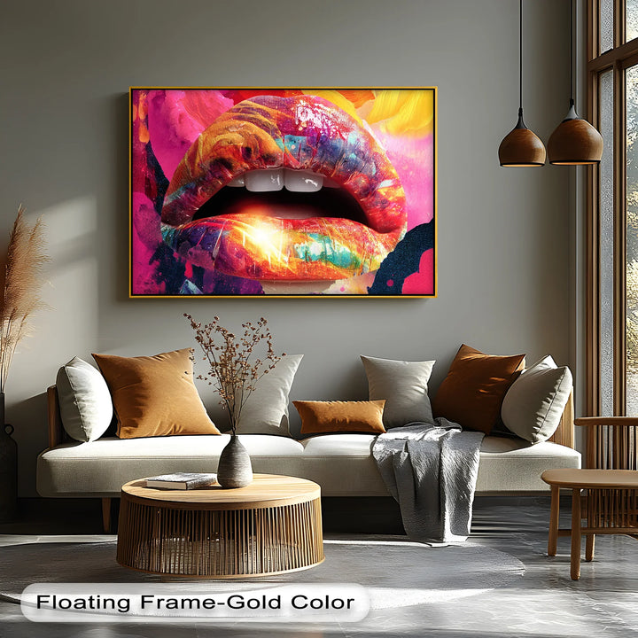 Color Pop Seduction – Abstract Lips in Vivid Pop Art Canvas Print - MyPhotoStation