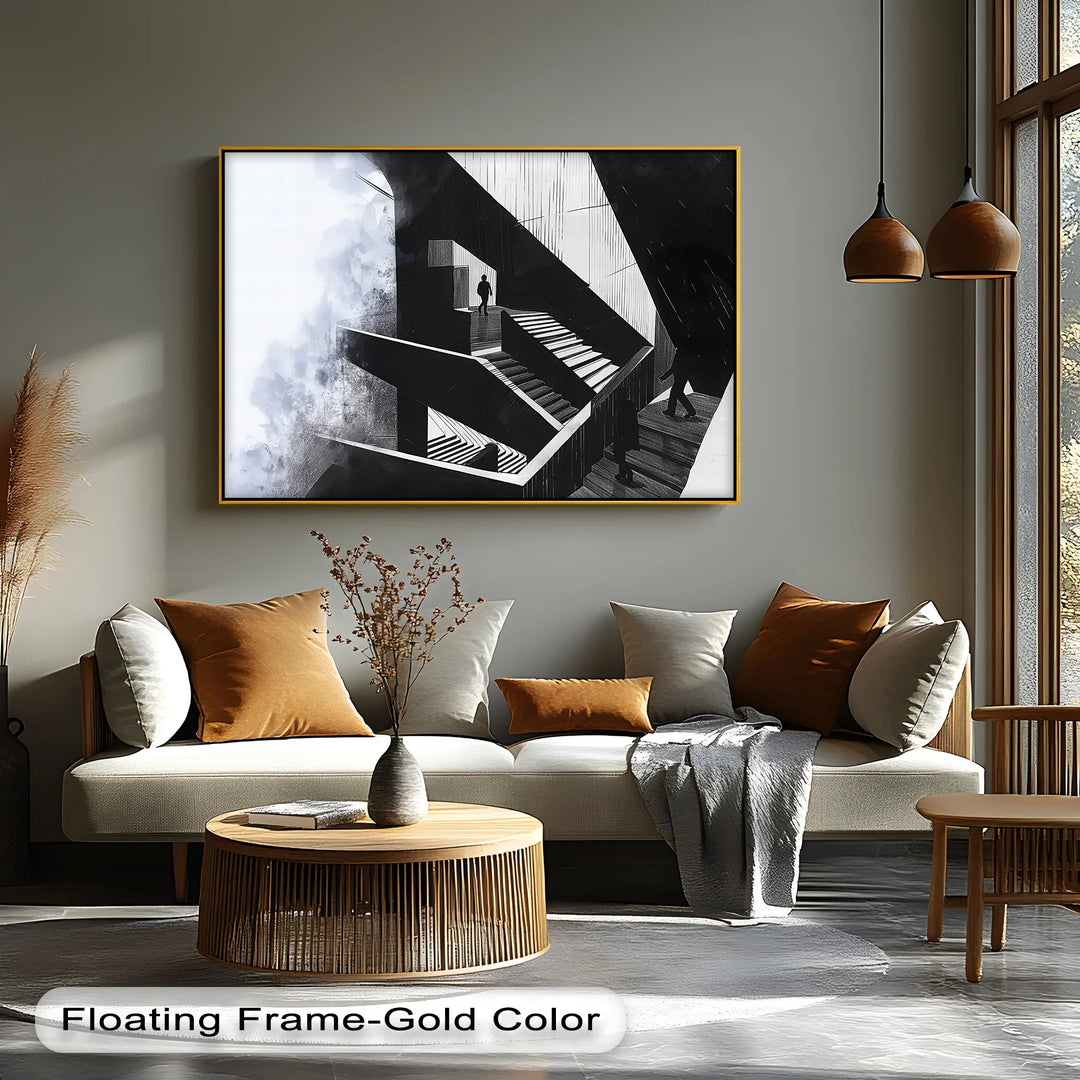 Labyrinth of Silence – Abstract Staircase Canvas Wall Art - MyPhotoStation