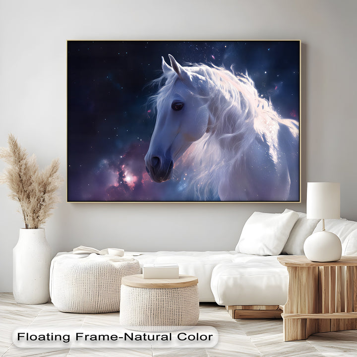 Starlit Grace – Celestial White Horse Portrait Canvas Print