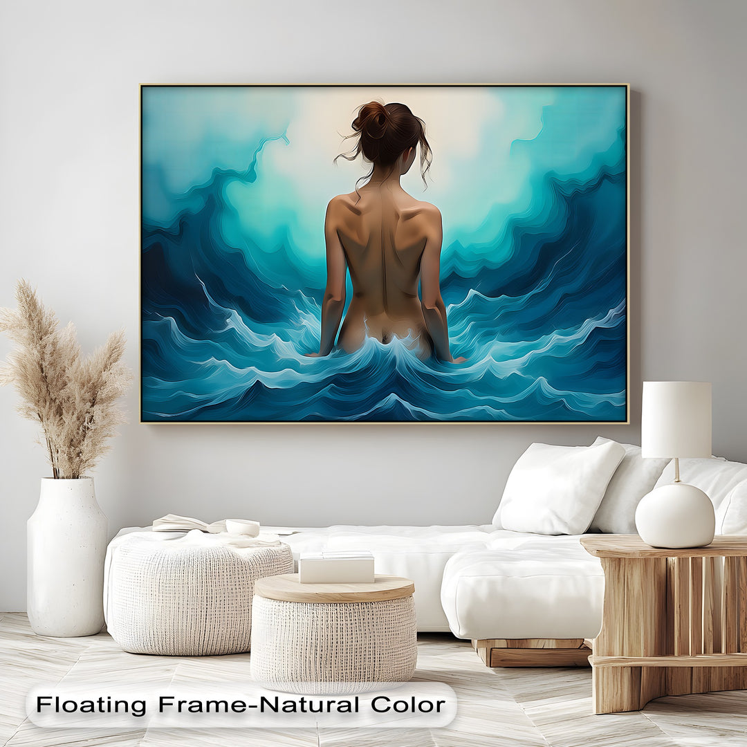 Emerald Tide Nude Woman Back – Erotic Canvas Wall Art | Large Canvas