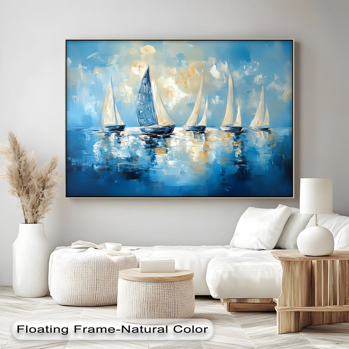 Sailing into Light – Abstract Ocean Regatta Canvas Print