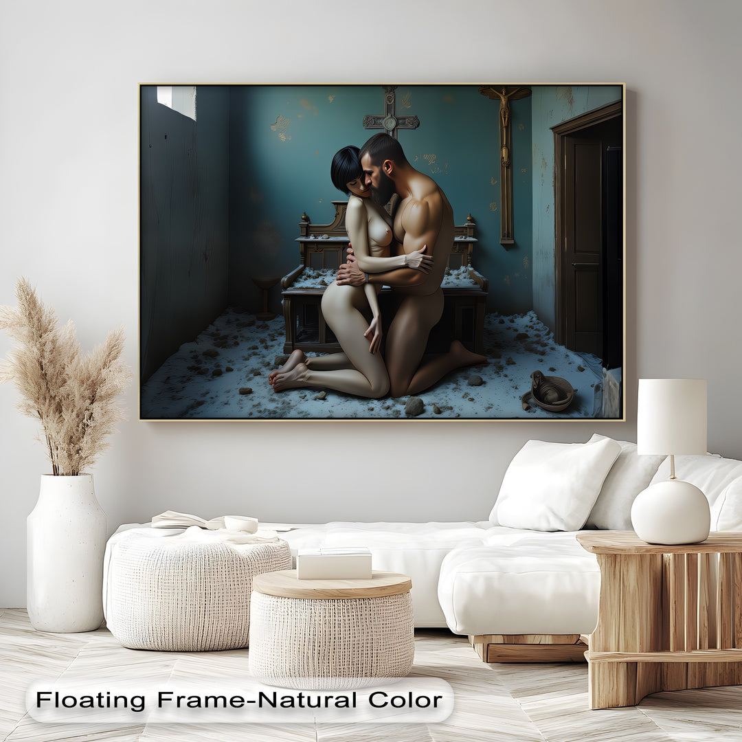 Devotion in Ruin – Gothic Erotic Canvas Art | Large Canvas Wall Decor