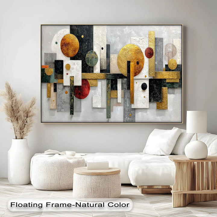 Geometric Luxe – Gold & Textured Abstract Canvas Print - MyPhotoStation