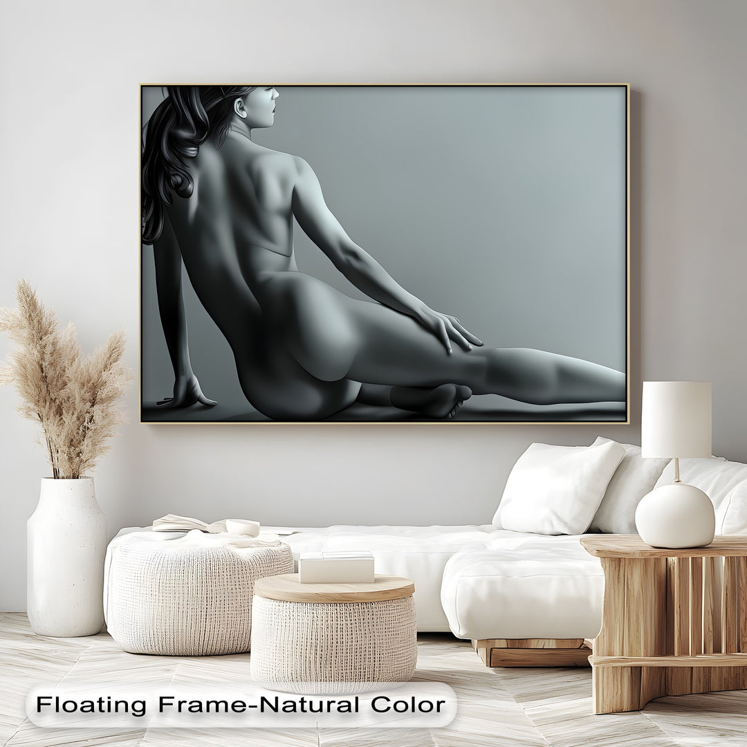 Silver Serenity – Nude Female Back Canvas Wall Art | Bedroom Art
