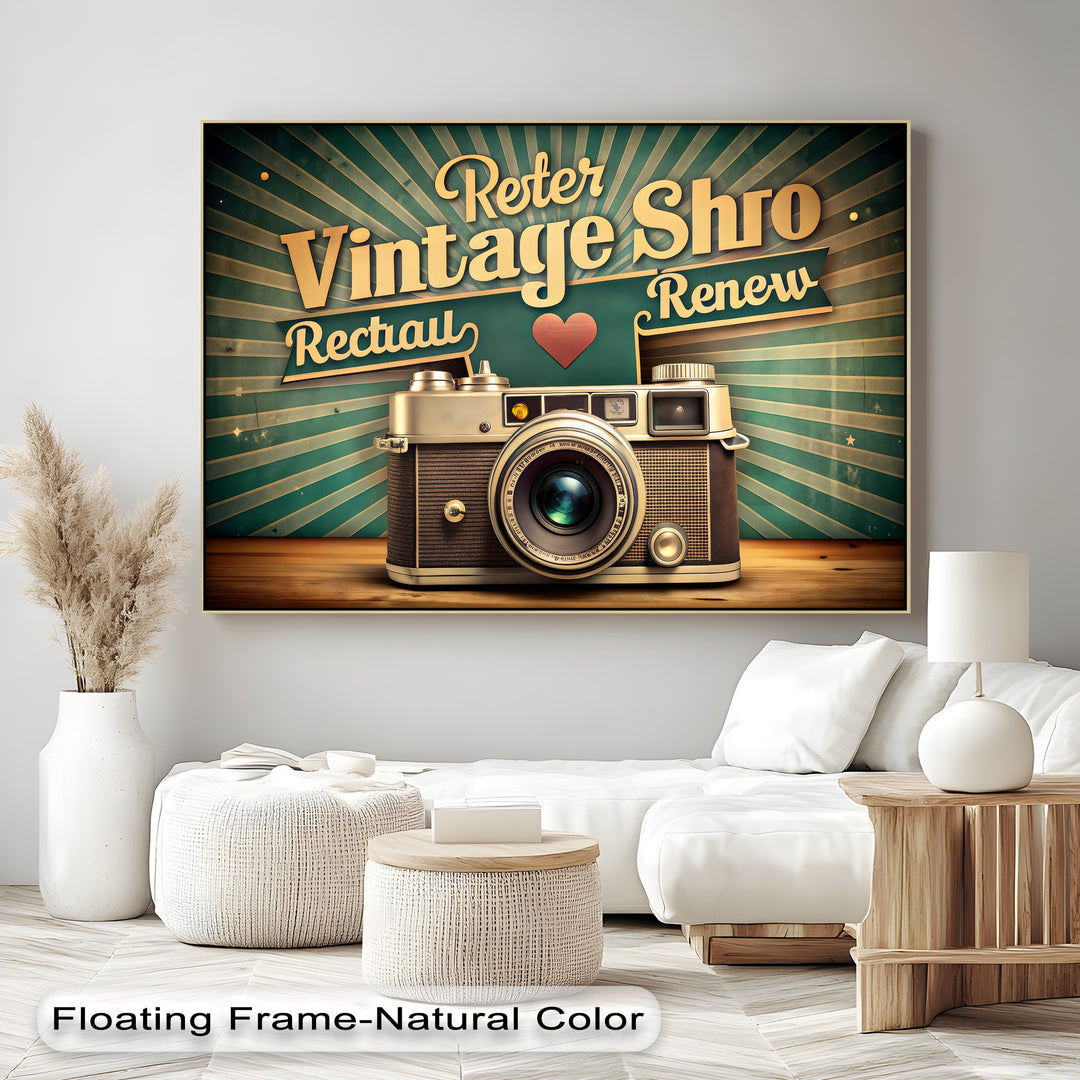 Vintage Camera with Radiant Typography - Retro Canvas Print