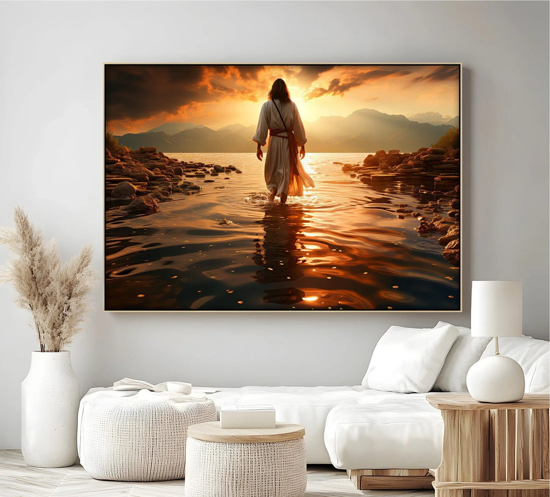 Sunset Grace – Jesus Walking on Water Canvas Print - MyPhotoStation