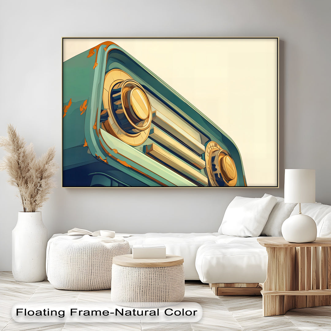 Tuned in Time – Retro Teal Radio Canvas Print