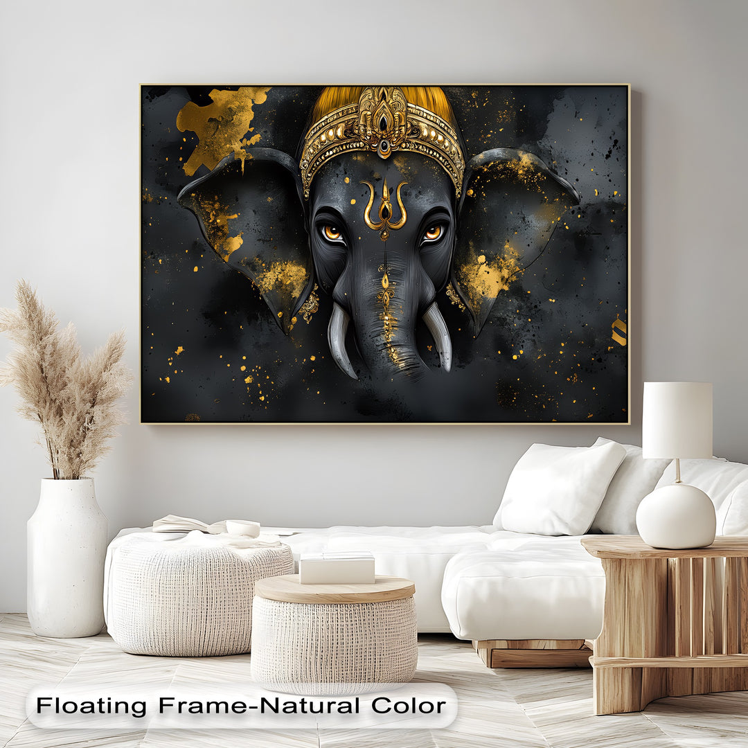 Divine Majesty – Lord Ganesha with Golden Accents Canvas Print