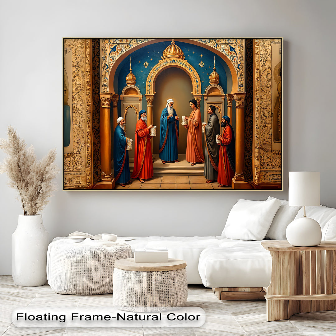 Sacred Gathering – Oriental Temple Ceremony Canvas Wall Art | Biggest Canvas