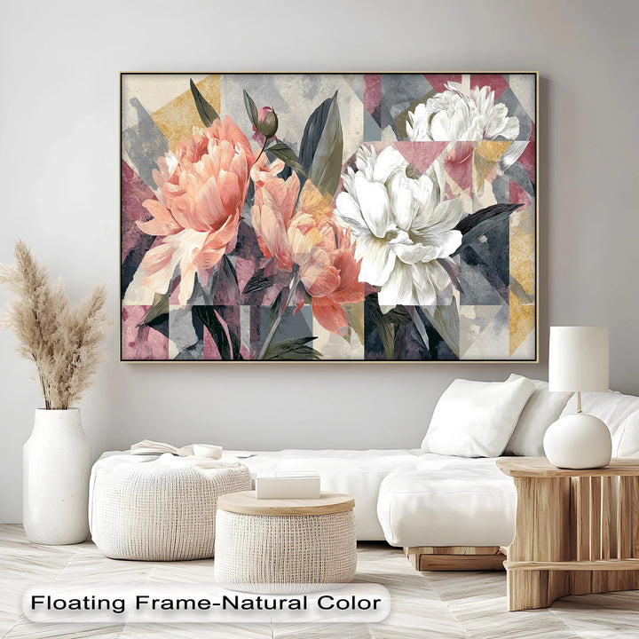 Modern Petal Geometry – Abstract Peony Floral Canvas Print - MyPhotoStation