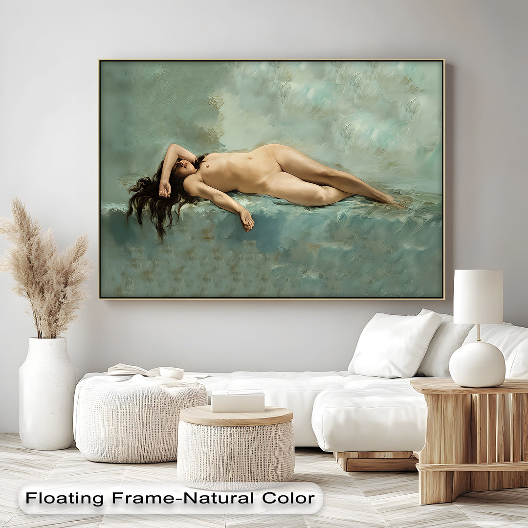 Celestial Nude – Serene Reclining Female Canvas Wall Art | Nude Art