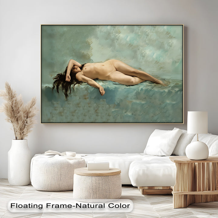 Celestial Nude – Serene Reclining Female Canvas Wall Art | Nude Art