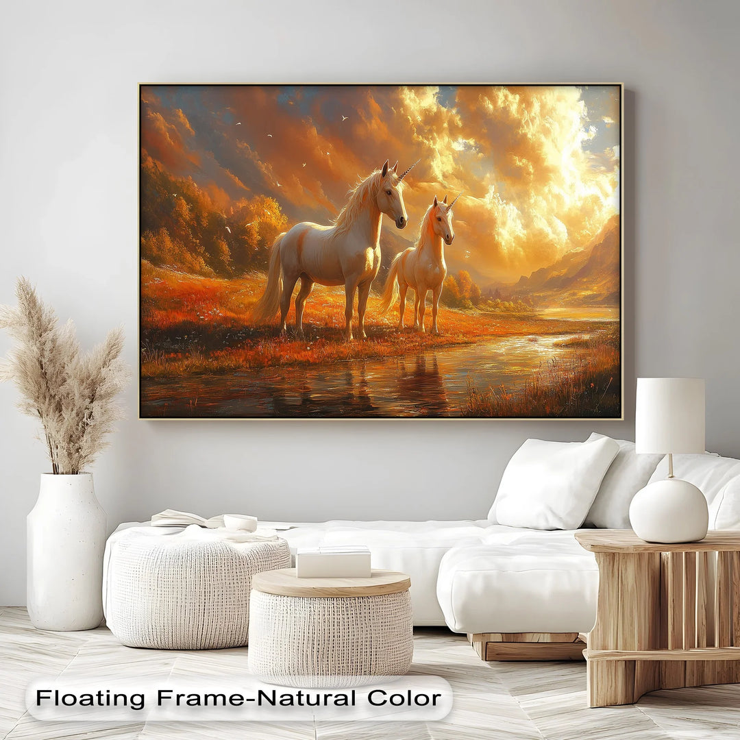 Twilight Companions – Golden Hour Unicorn Duo Canvas Print - MyPhotoStation