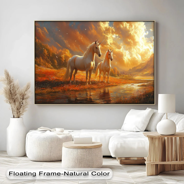 Twilight Companions – Golden Hour Unicorn Duo Canvas Print - MyPhotoStation