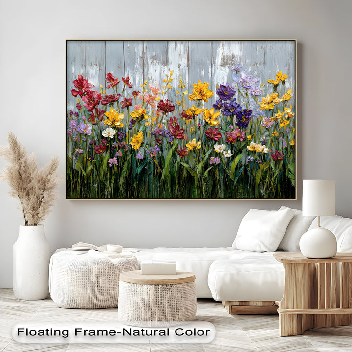 Wild Garden Symphony – Rustic Fence Flower Canvas Print