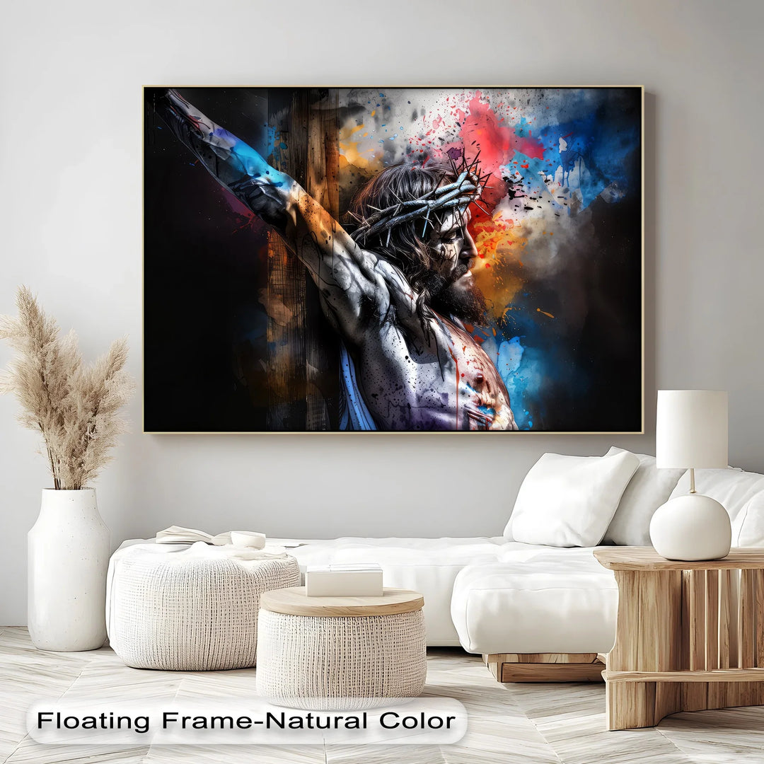 Jesus on the Cross with Crown of Thorns - Jesus Canvas Print