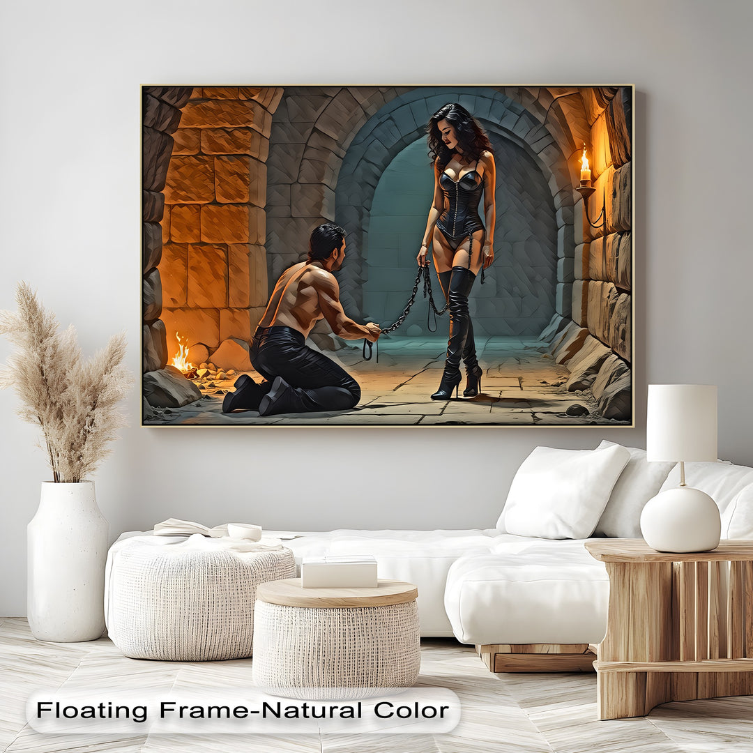 Kneel for Her – BDSM Erotic Canvas Wall Art | Nude Artwork