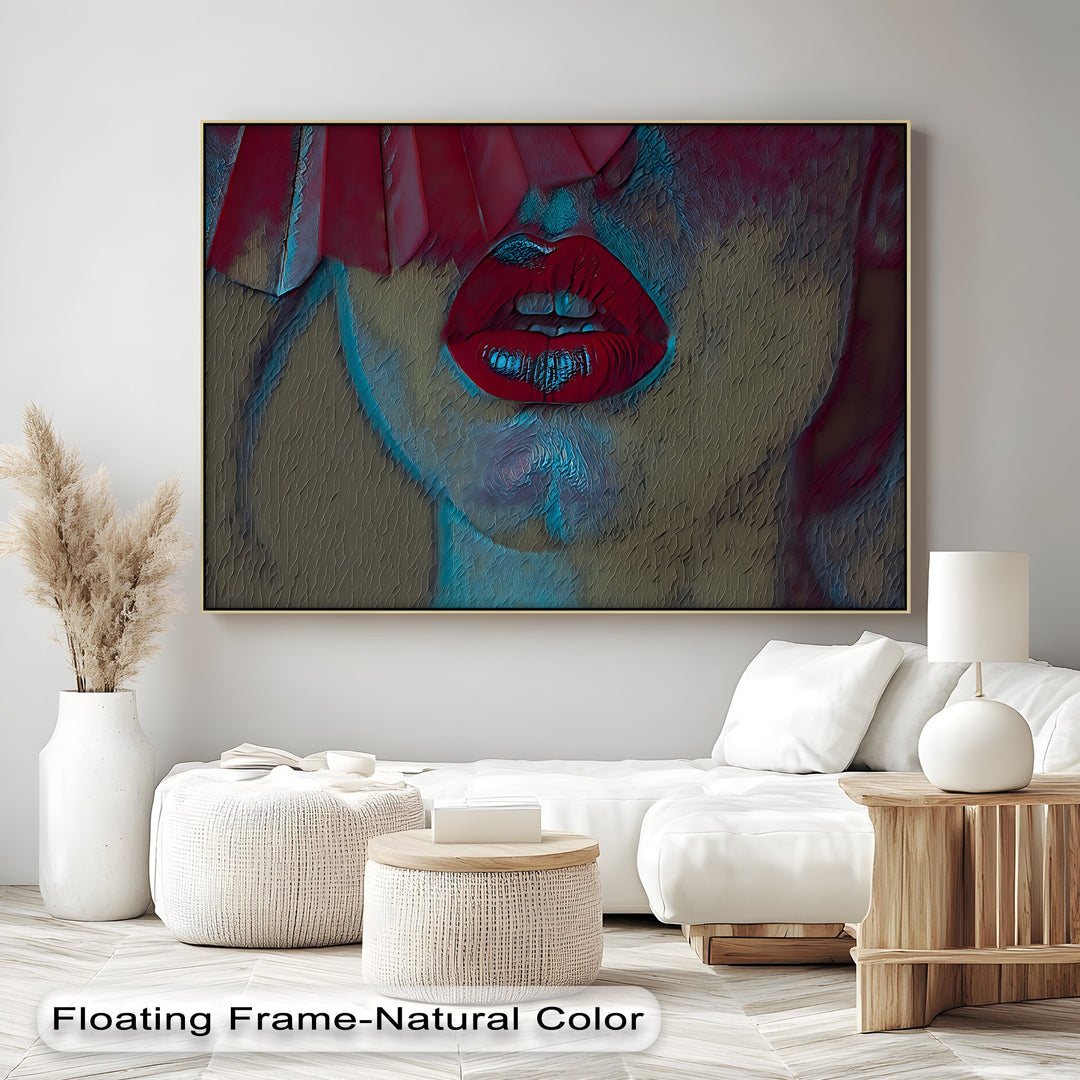 Velvet Silence – Erotic Red Lips Canvas Wall Art | Sexy Artwork