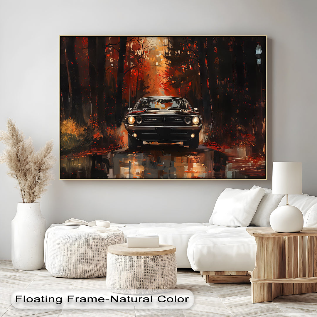 Dodge Challenger in Autumn Forest – Car Canvas Print