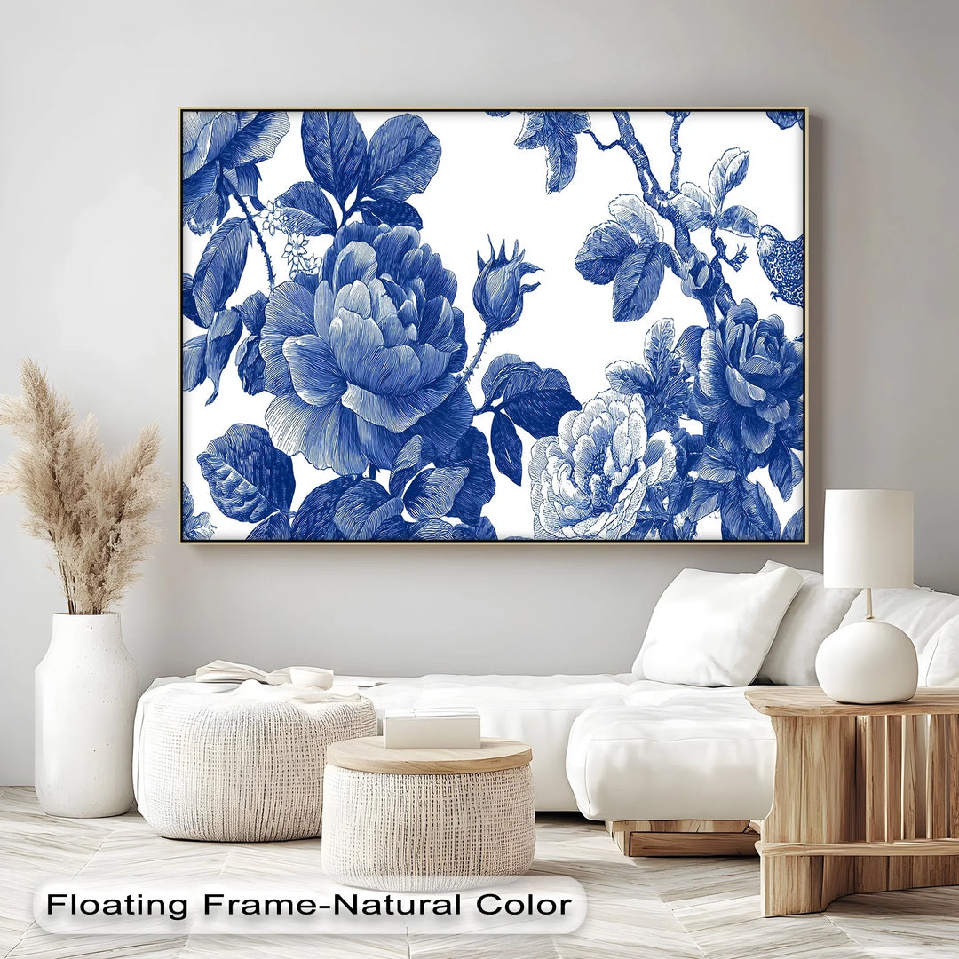 Botanical Blue Rose Garden – Vintage Floral Canvas Print - MyPhotoStation