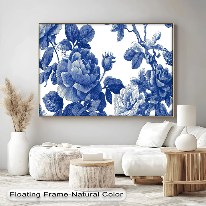 Botanical Blue Rose Garden – Vintage Floral Canvas Print - MyPhotoStation