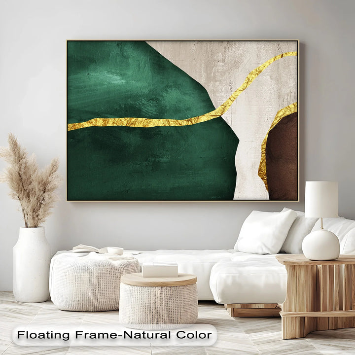 Emerald Divide – Abstract Green and Gold Canvas Print - MyPhotoStation