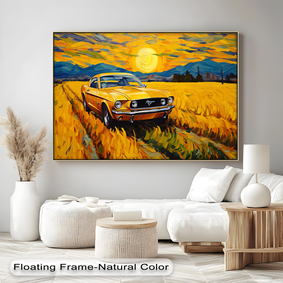 Golden Mustang Drive – Car Canvas Print