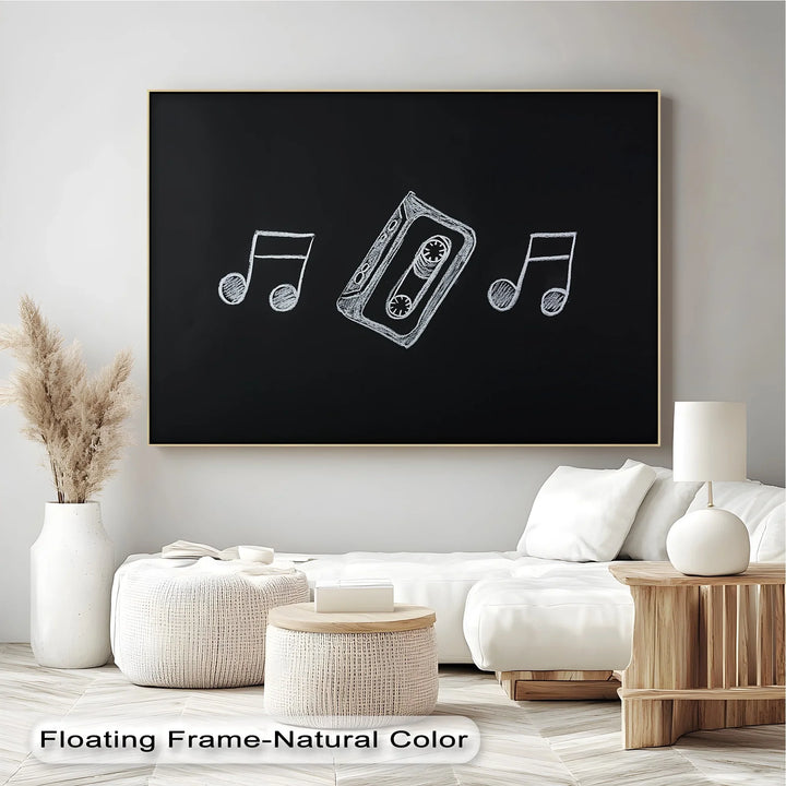 Retro Cassette Tape Chalk Drawing – Blackboard Music Canvas Prints - MyPhotoStation