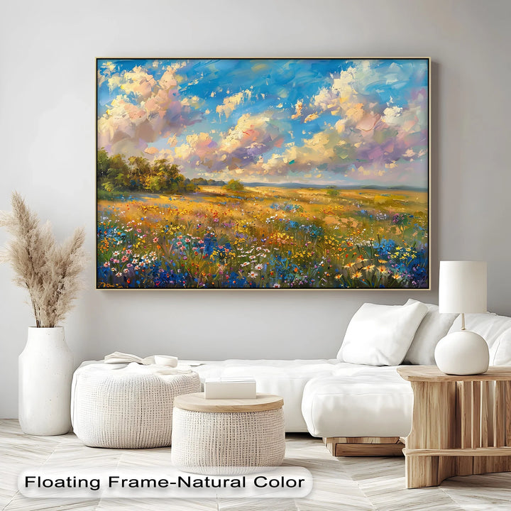 Golden Meadow Bloom – Colorful Wildflower Landscape Canvas Print - MyPhotoStation
