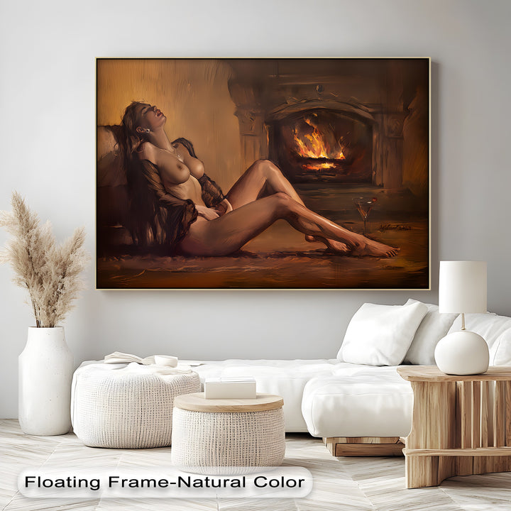 Ember Desire – Erotic Fireplace Nude Canvas Wall Art | Biggest Canvas