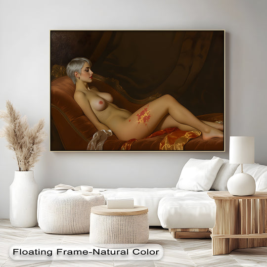 The crimson bloom abstract detail is the focal point of this erotic framed canvas wall art, one of the best canvas prints for adding a touch of sexy wall art to any space.