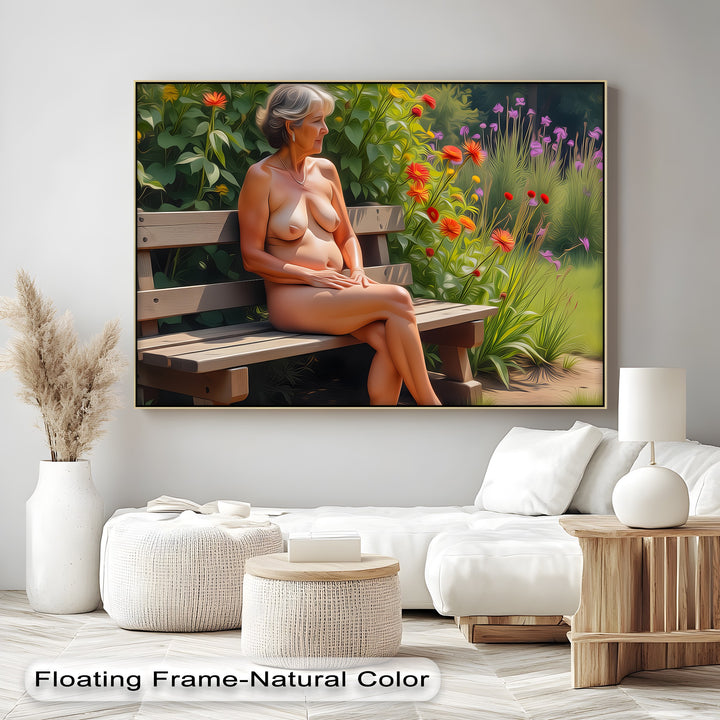 Garden Serenity – Mature Nude Canvas Wall Art | Canvas Prints