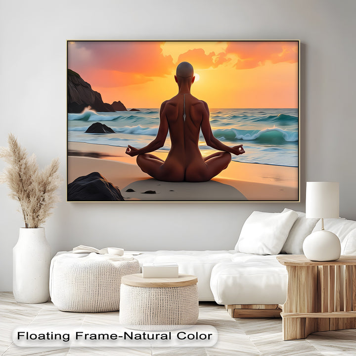 Sunset Zen – Nude Meditation Canvas Wall Art | Framed Artwork