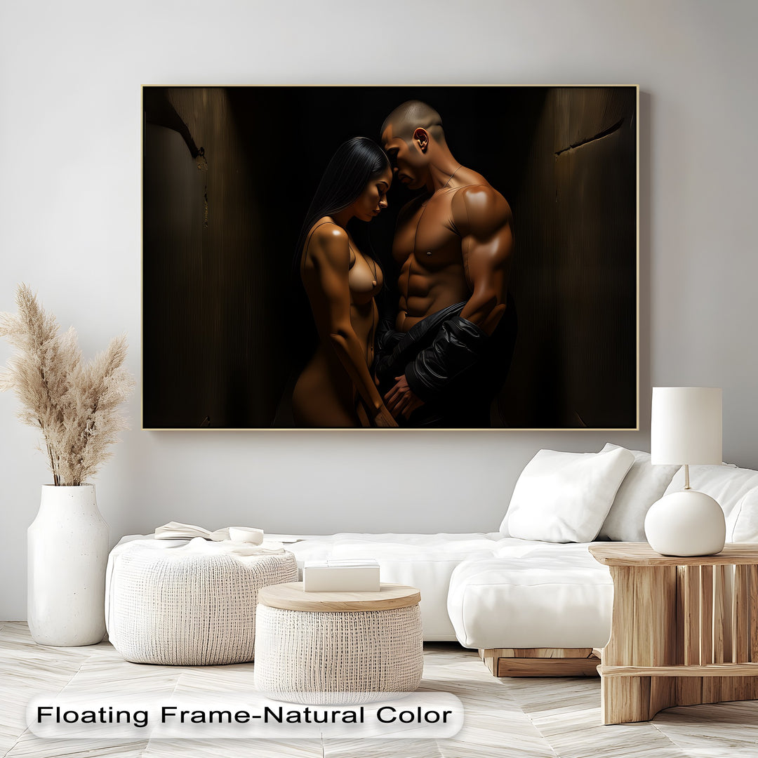 Shadowed Embrace – Nude Canvas Wall Art | Canvas Artwork
