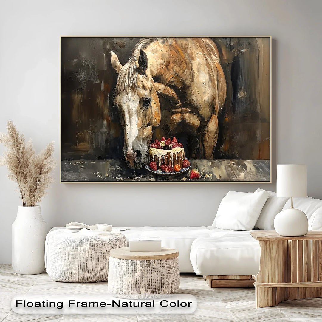 Sweet Tooth Stallion – Horse with Strawberry Cake Animal Canvas Print - MyPhotoStation