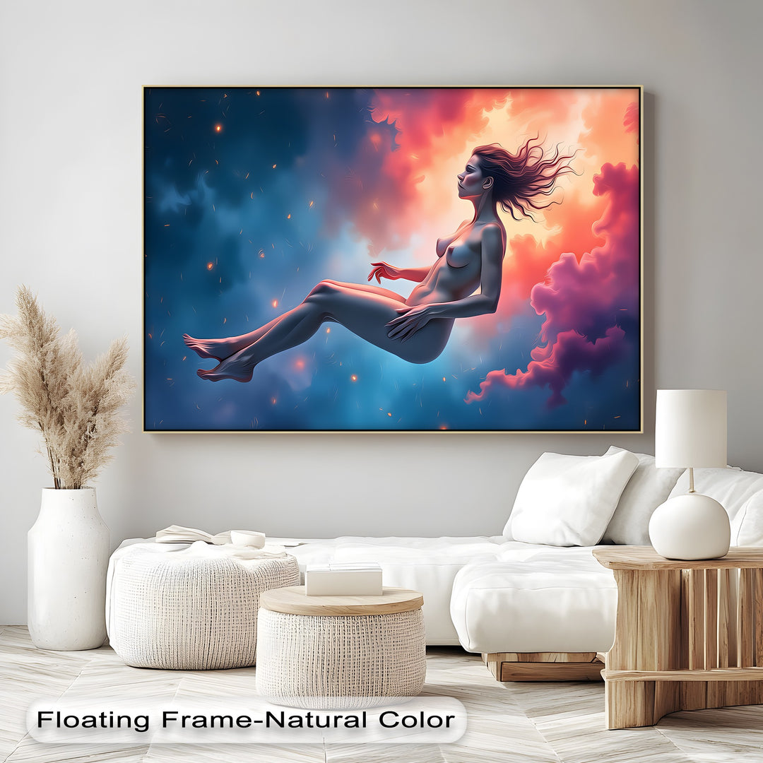 Floating Nude in Cosmos – Erotic Canvas Wall Art | Canvas Wall Decor
