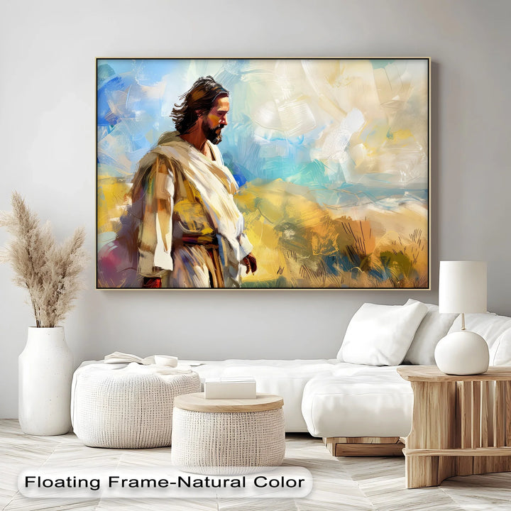 Solitude in Spirit – Abstract Jesus in the Wilderness Canvas Print