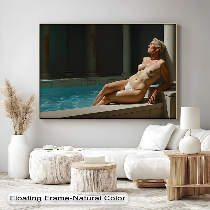 Mature Nude Poolside - Erotic Canvas Wall Art | Sexy Art