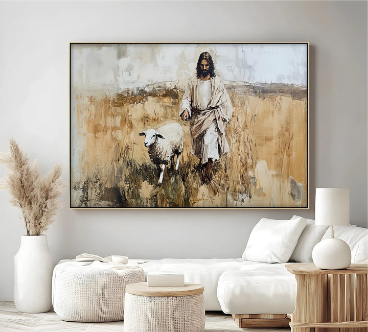 The Shepherd’s Walk – Jesus with a Lamb in a Wheat Field Canvas Print - MyPhotoStation