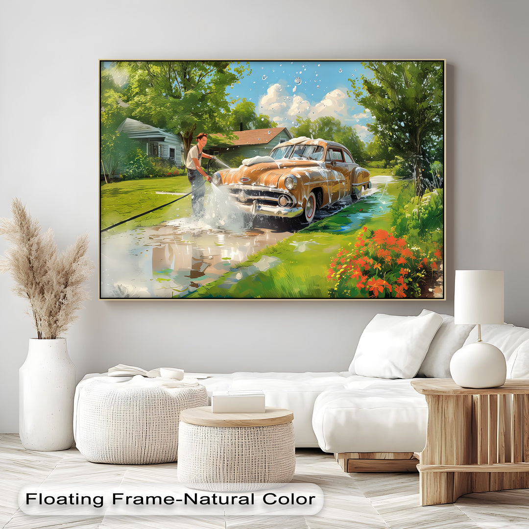 Classic Car Wash Nostalgia – Car Canvas Print