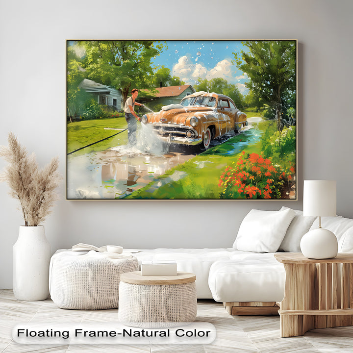 Classic Car Wash Nostalgia – Car Canvas Print