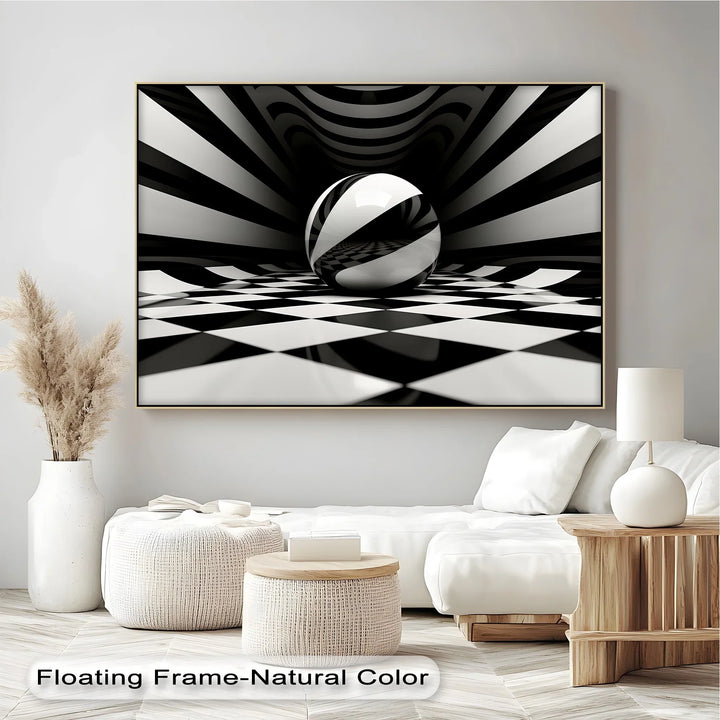 Geometric Sphere Illusion – Black & White Canvas Print - MyPhotoStation