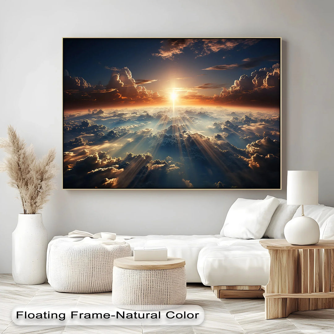 Celestial Sunrise Over the Clouds – Radiant Sky Landscape Canvas Print