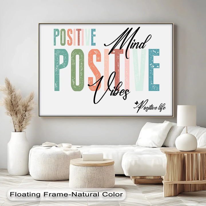 Positive Vibes – Colorful Affirmation Typography Canvas Print