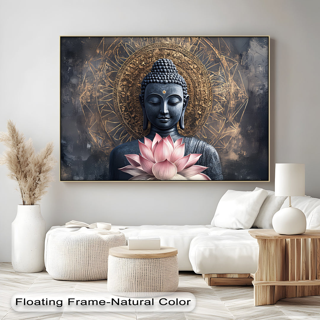 Enlightened Serenity – Buddha with Lotus Flower Canvas Print