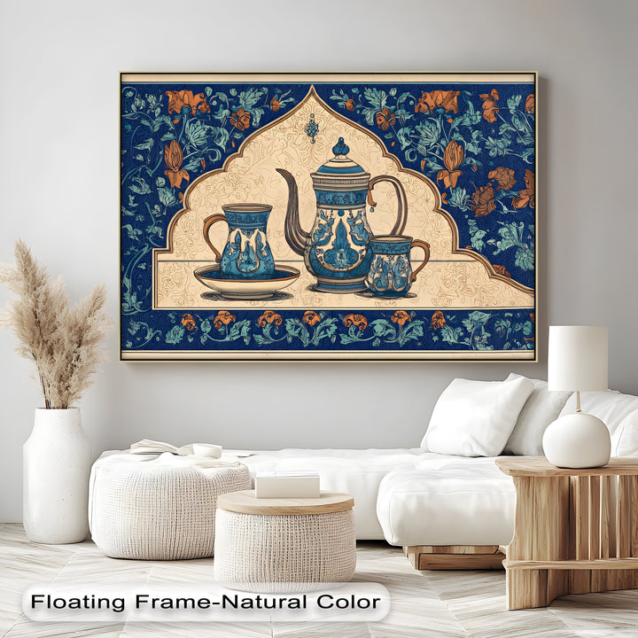 Ornate Blue Tea Set – Persian Canvas Print
