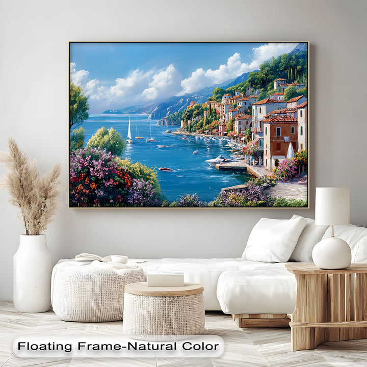 Harbor Serenity – Mediterranean Seaside Village Canvas Print
