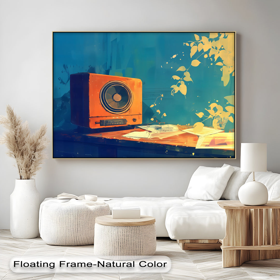 Golden Frequency – Retro Radio Still Life Canvas Print